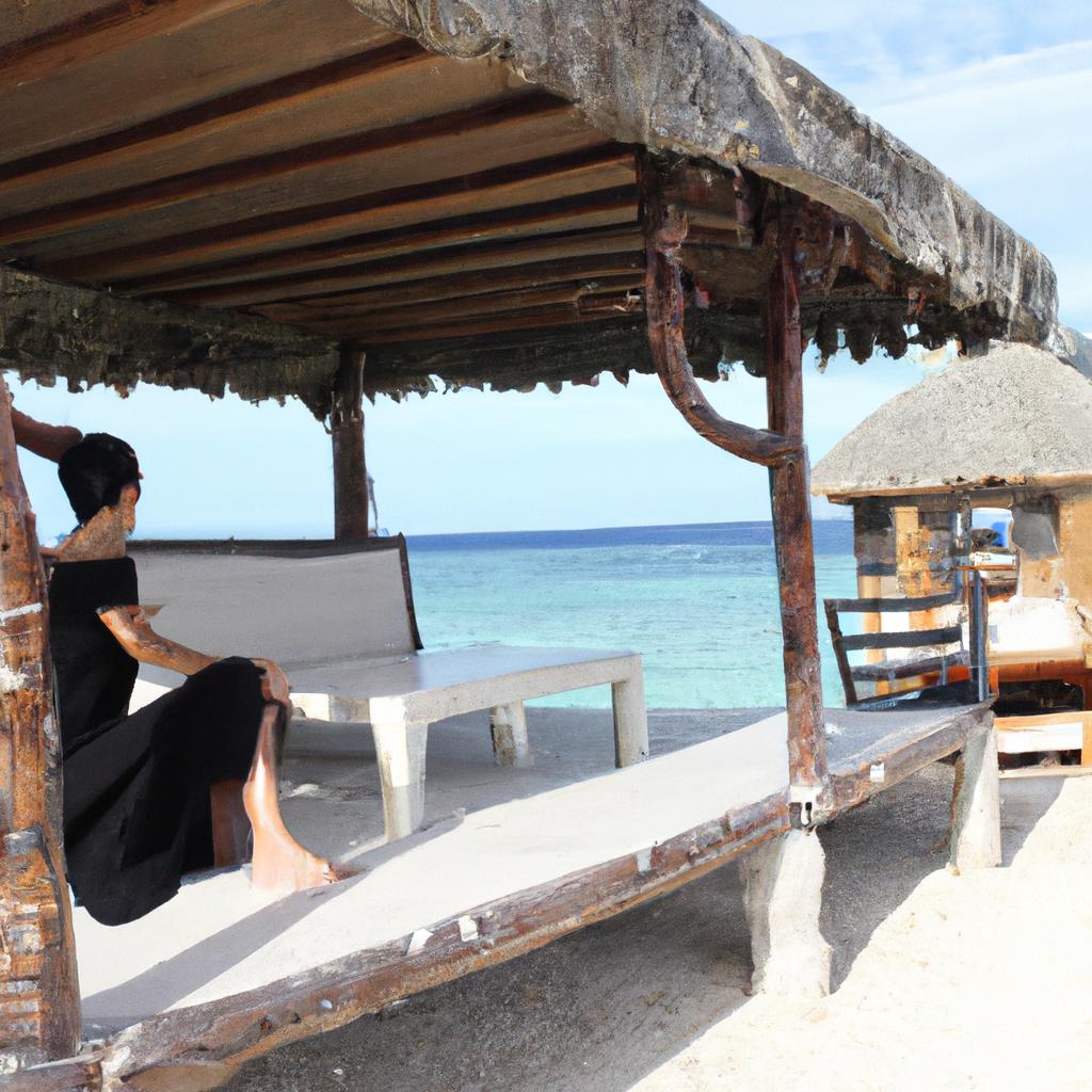 Person enjoying beachfront vacation rental
