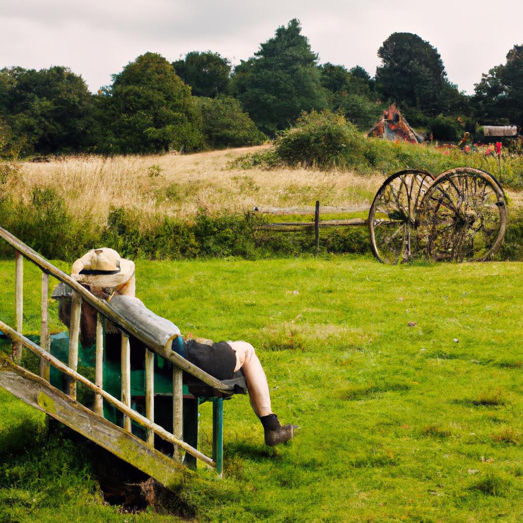 Person enjoying peaceful countryside getaway