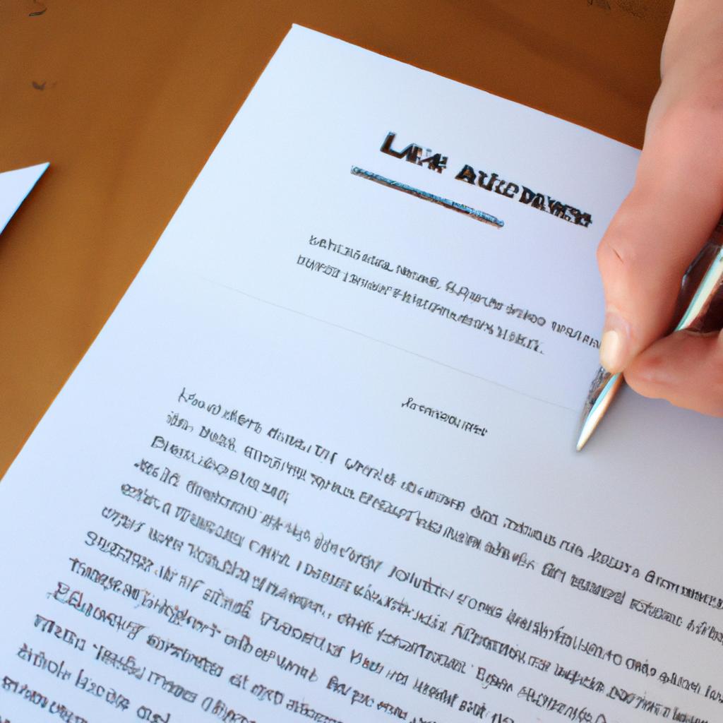 Person signing lease agreement document
