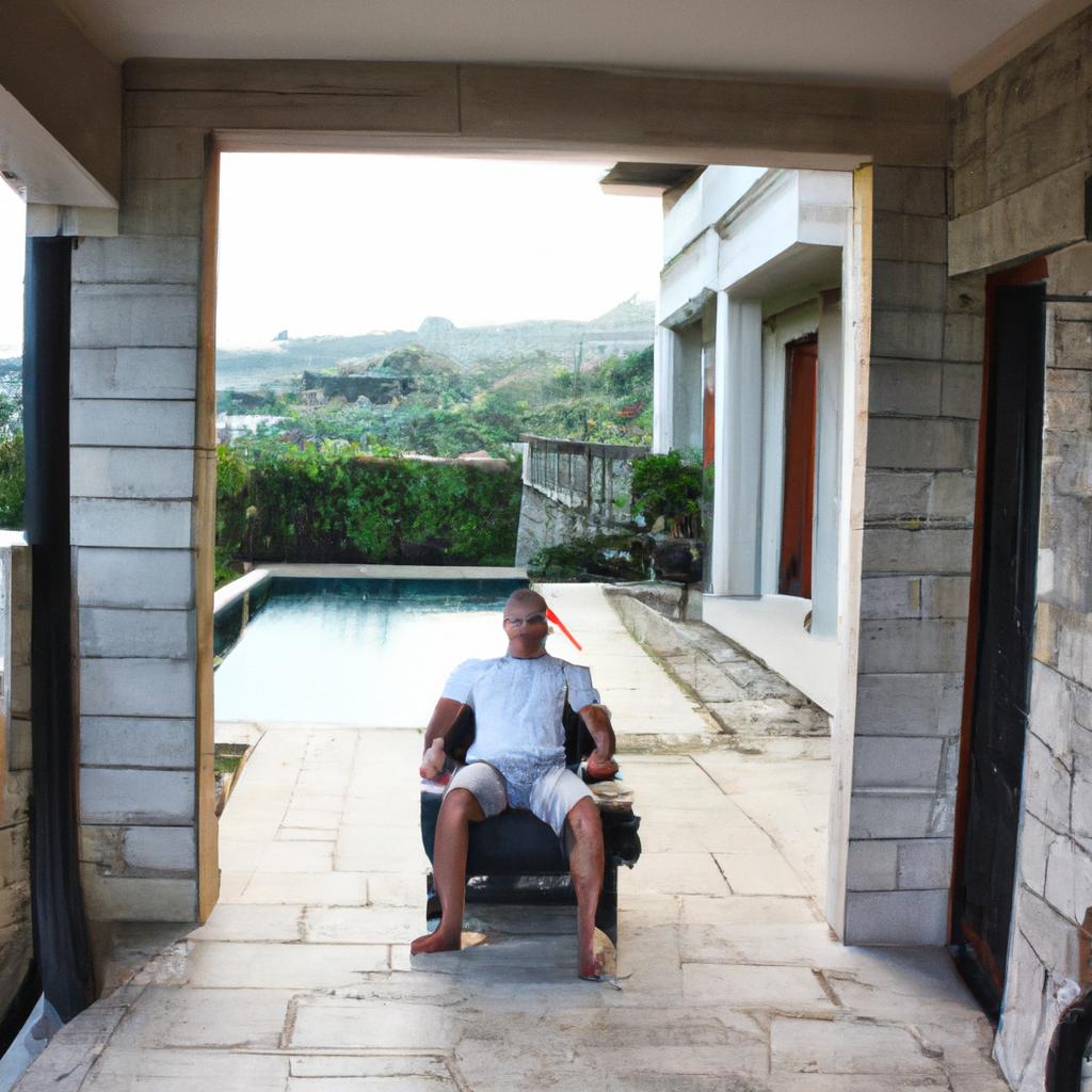 Person enjoying luxury villa vacation