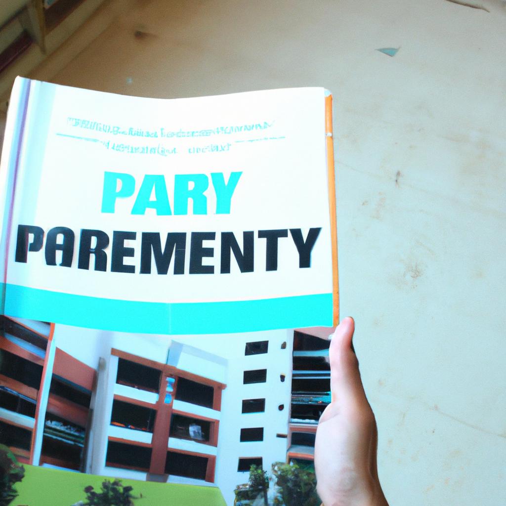 Person holding property management brochure